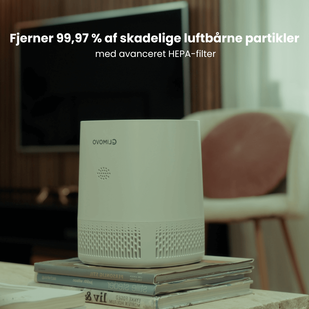 Climovo HEPA luftrenser fjerner 99,97% af skadelige luftbårne partikler